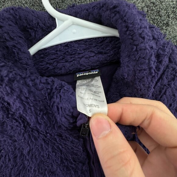 Patagonia Women Jacket Sherpa Fleece Purple Small Full Zip Soft W/ Pockets Lined - Picture 8 of 16
